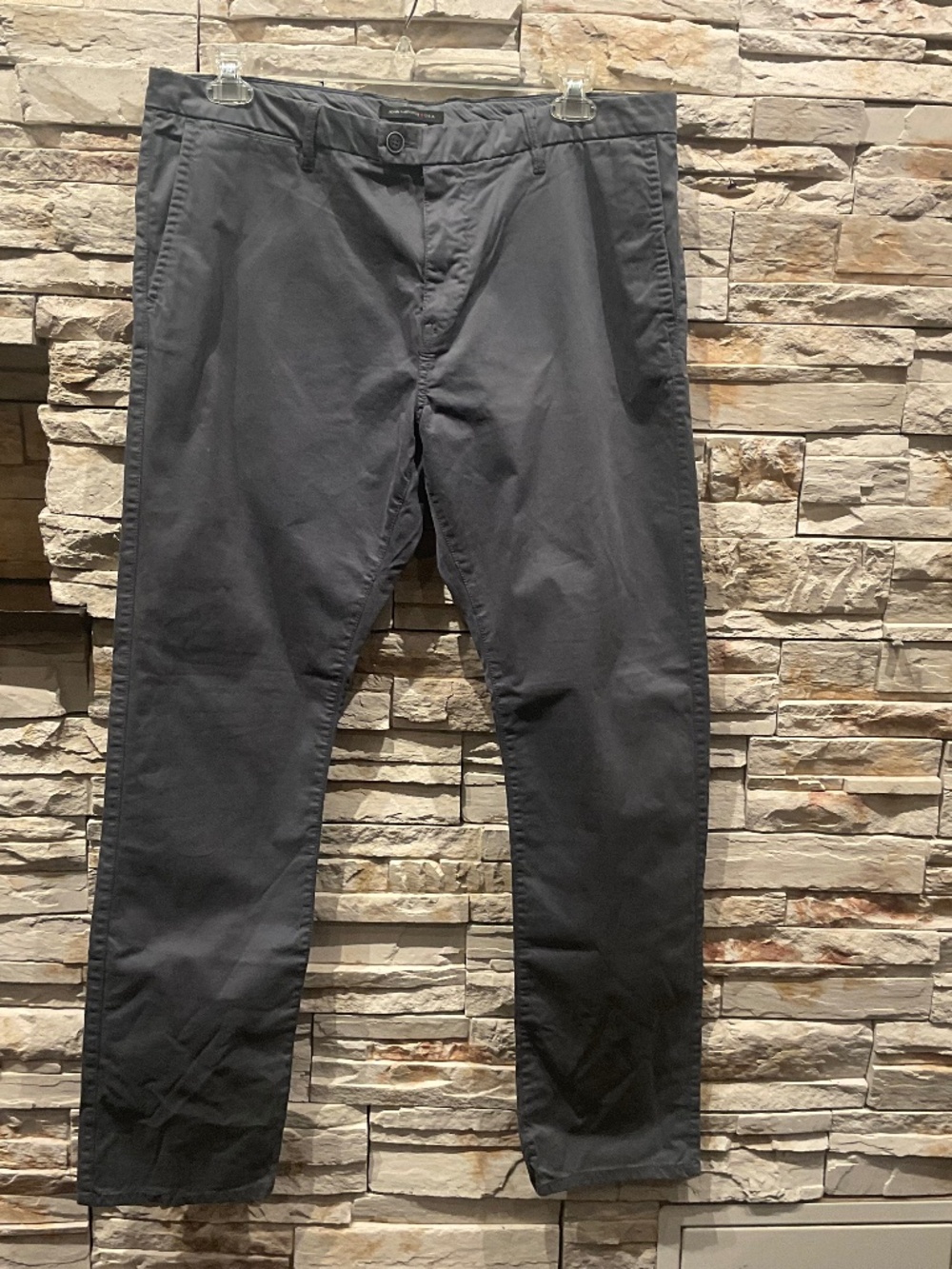 John Varvatos  USA Men’s Slim Fit Asphalt Grey Chino Pant, Size 36, Inseam 32”
